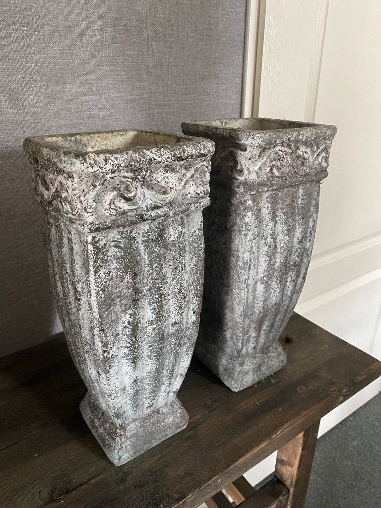 Stenen potten/vazen interieur, Schaal, Vierkant, Ophalen of Verzenden, Zo goed als nieuw