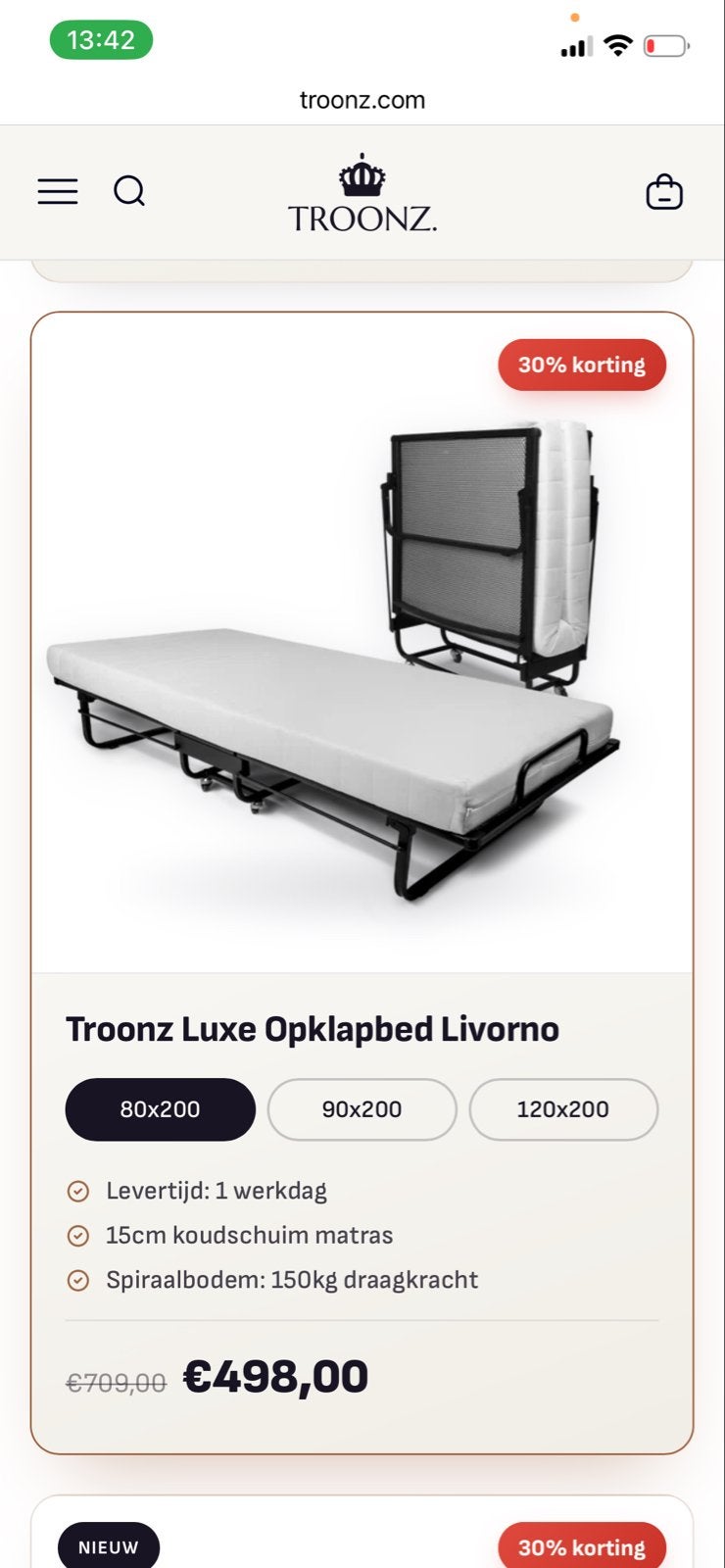 Troonz Luxe Opklapbed Livorno - Eenpersoons, Ophalen, Eenpersoons, Zwart, Zo goed als nieuw