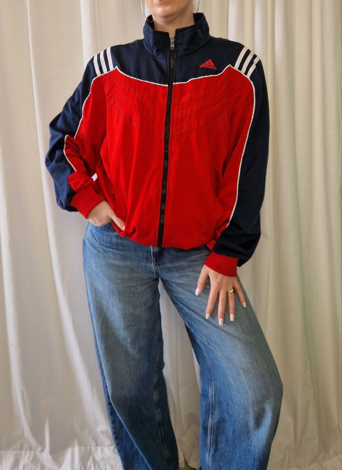 Adidas vest rood/blauw - Maat L, Kleding | Dames, Sportkleding, Adidas, Ophalen of Verzenden, Gedragen, Rood