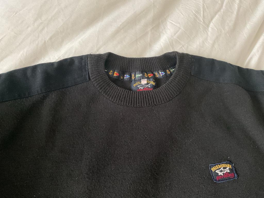 Paul & Shark Sportieve Zwarte Trui met Patches. Mt XXL, Ophalen of Verzenden, Gedragen, Overige maten, Zwart