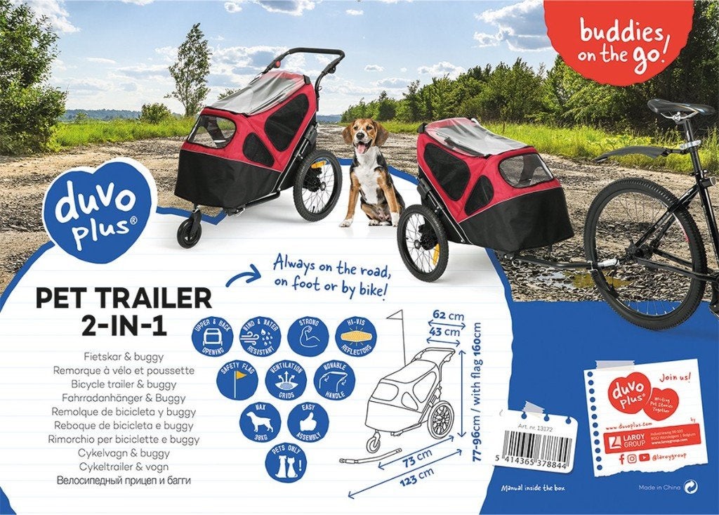 Hondenfietskar NIEUW Duvo duo plus, ev. te huur, Opvouwbaar, Nieuw, 20 tot 40 kg, Hondenkar