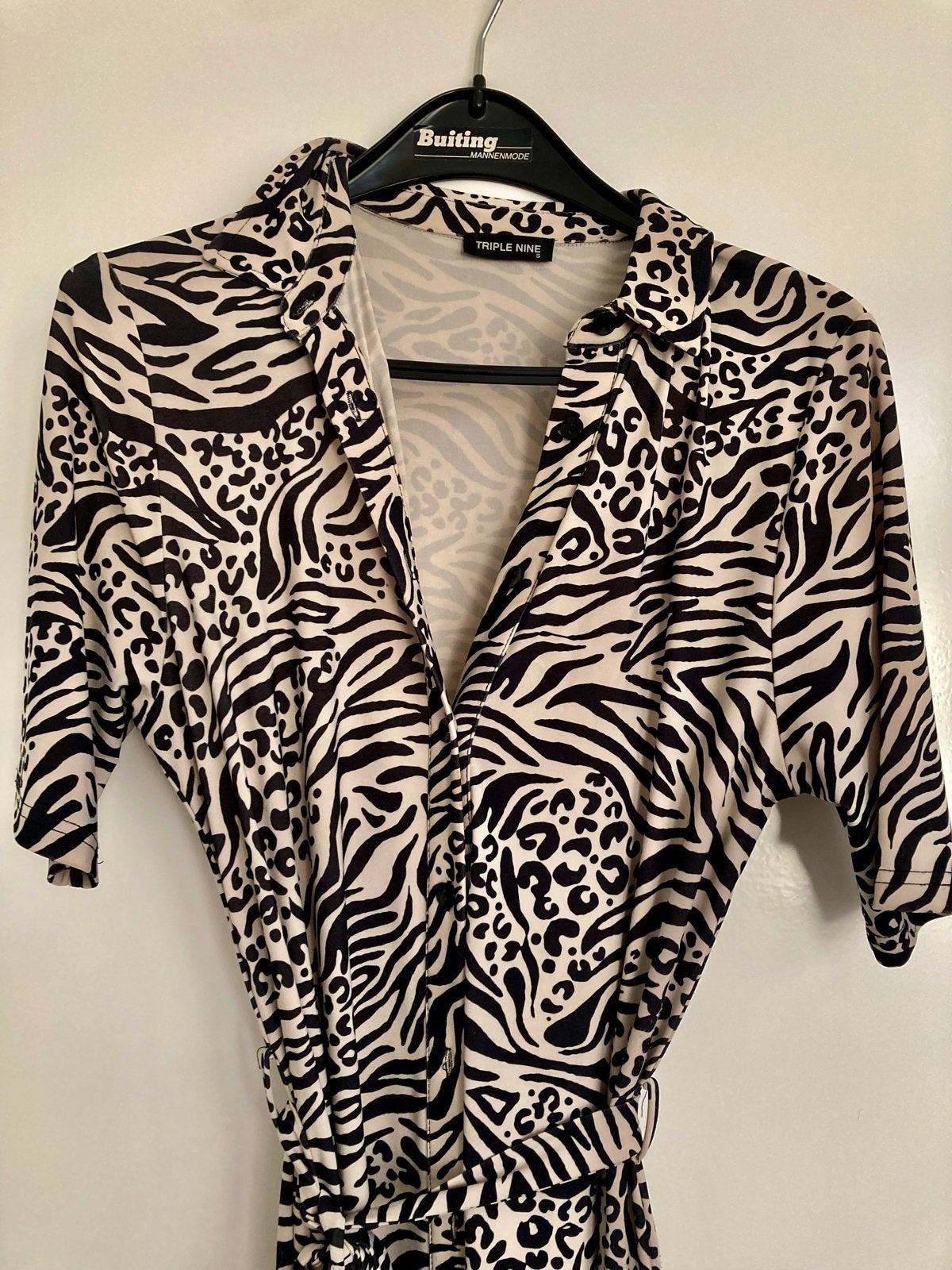 Triple Nine Jurk met Zebra- en Luipaardprint Maat 36/38, Maat 38/40 (M), Zwart, Ophalen of Verzenden, Knielengte