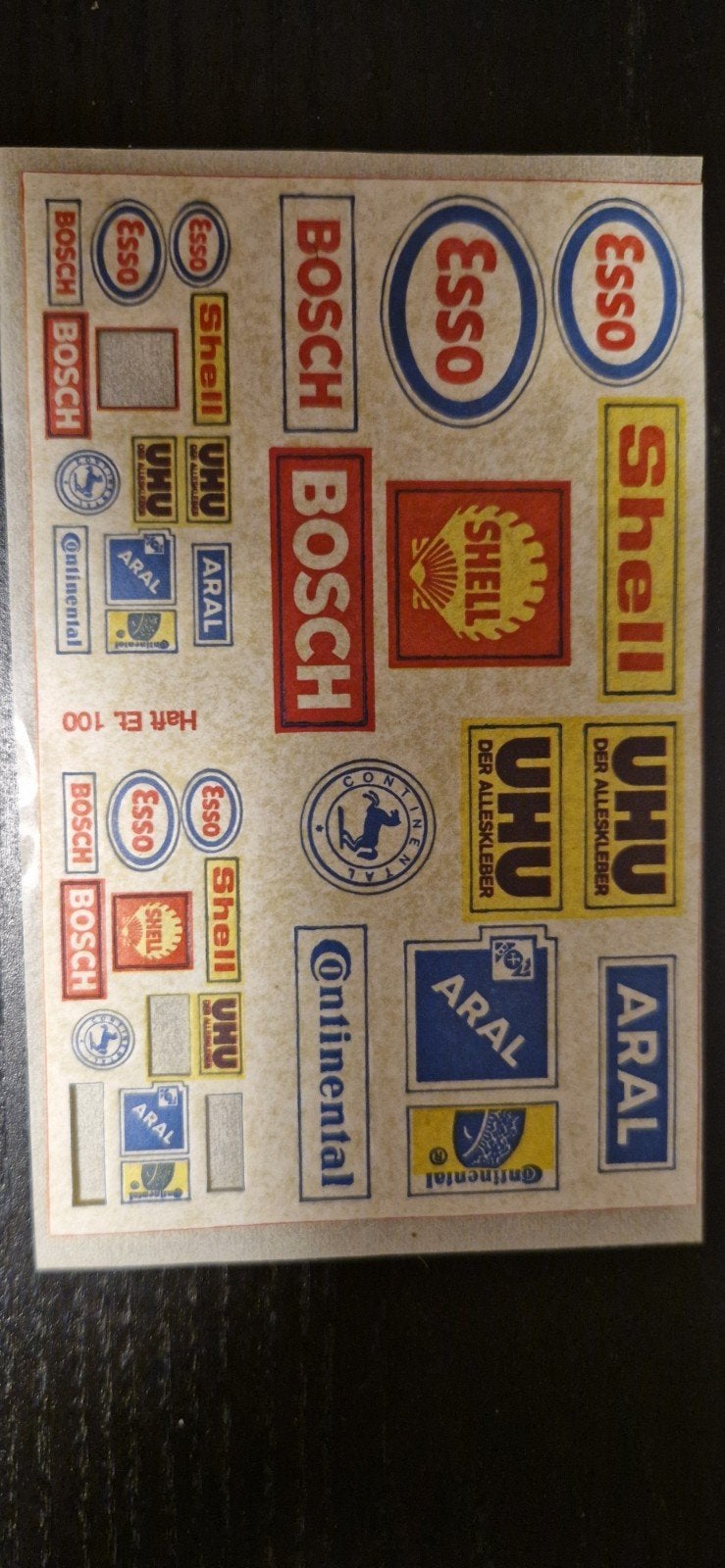 Vintage Reclame Stickers - Bosch, Esso, Shell, UHU, Aral, Verzamelen, Ophalen of Verzenden