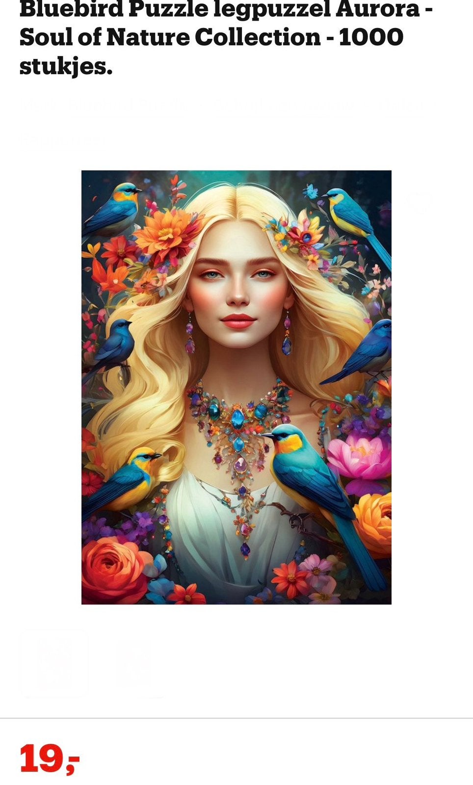 Bluebird Puzzle Aurora 1000 stukjes twv €19, Ophalen of Verzenden, 500 t/m 1500 stukjes, Zo goed als nieuw, Legpuzzel