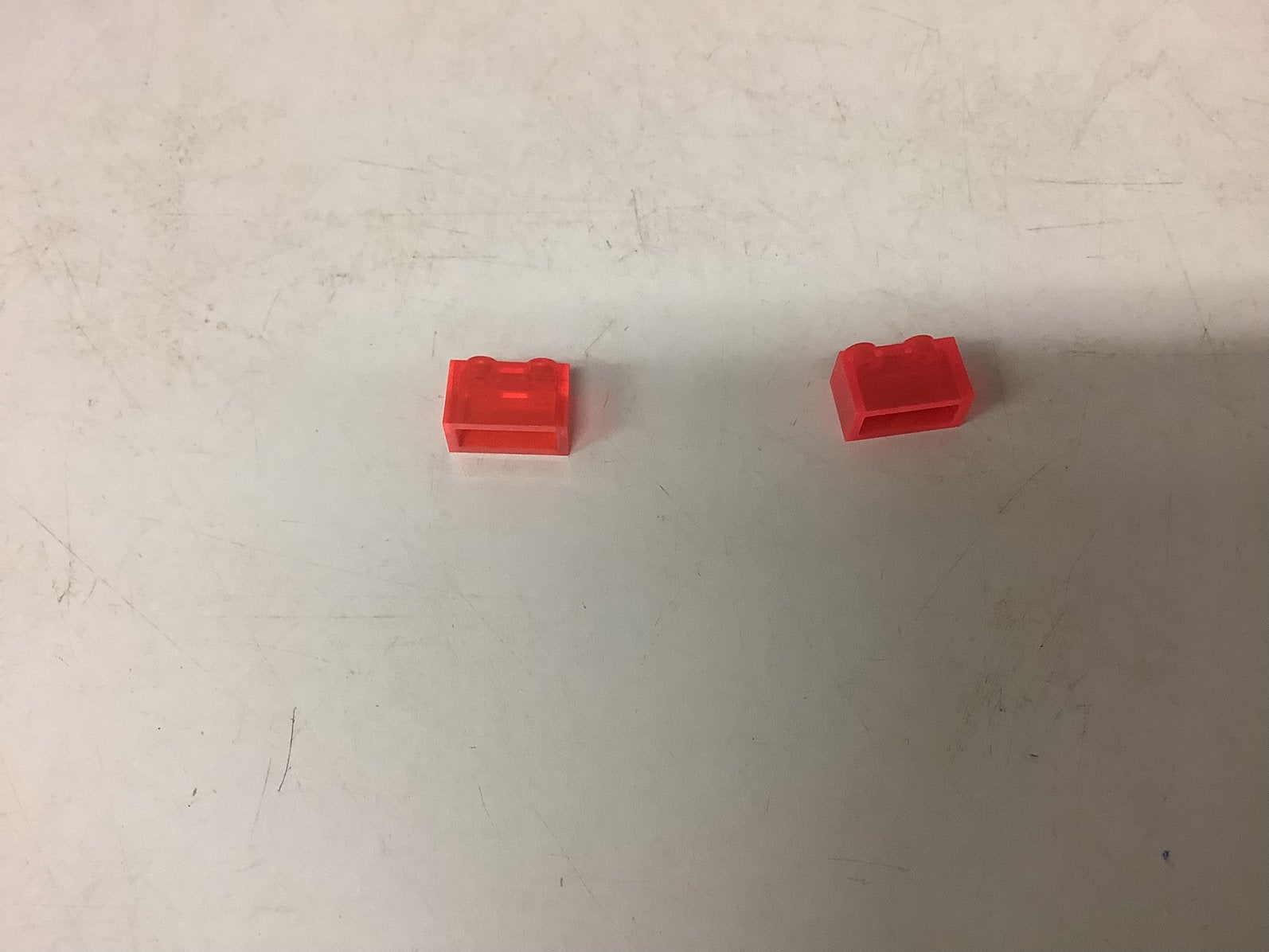 Lego steen 1x2 zonder bodembuis transparant neon oranje, Ophalen of Verzenden, Gebruikt, Losse stenen, Lego