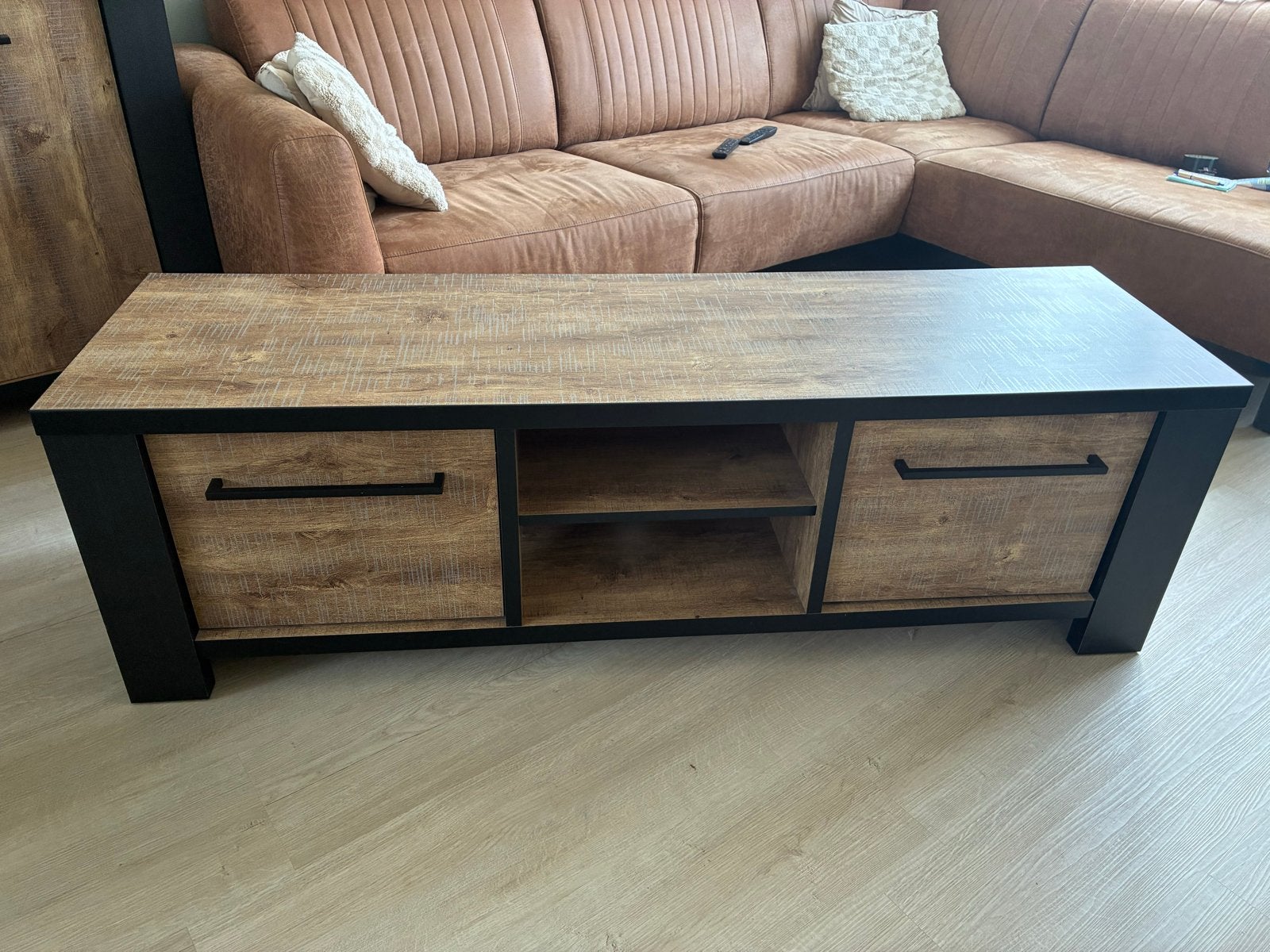 TV meubel Saasveld - Denver Eiken houtlook, Ophalen, Gebruikt, 150 tot 200 cm, Minder dan 100 cm