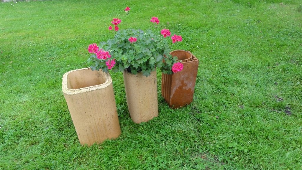 Bloembakken terracotta groot van gresbuis, antiek, Steen, Gebruikt, Vierkant, Ophalen of Verzenden