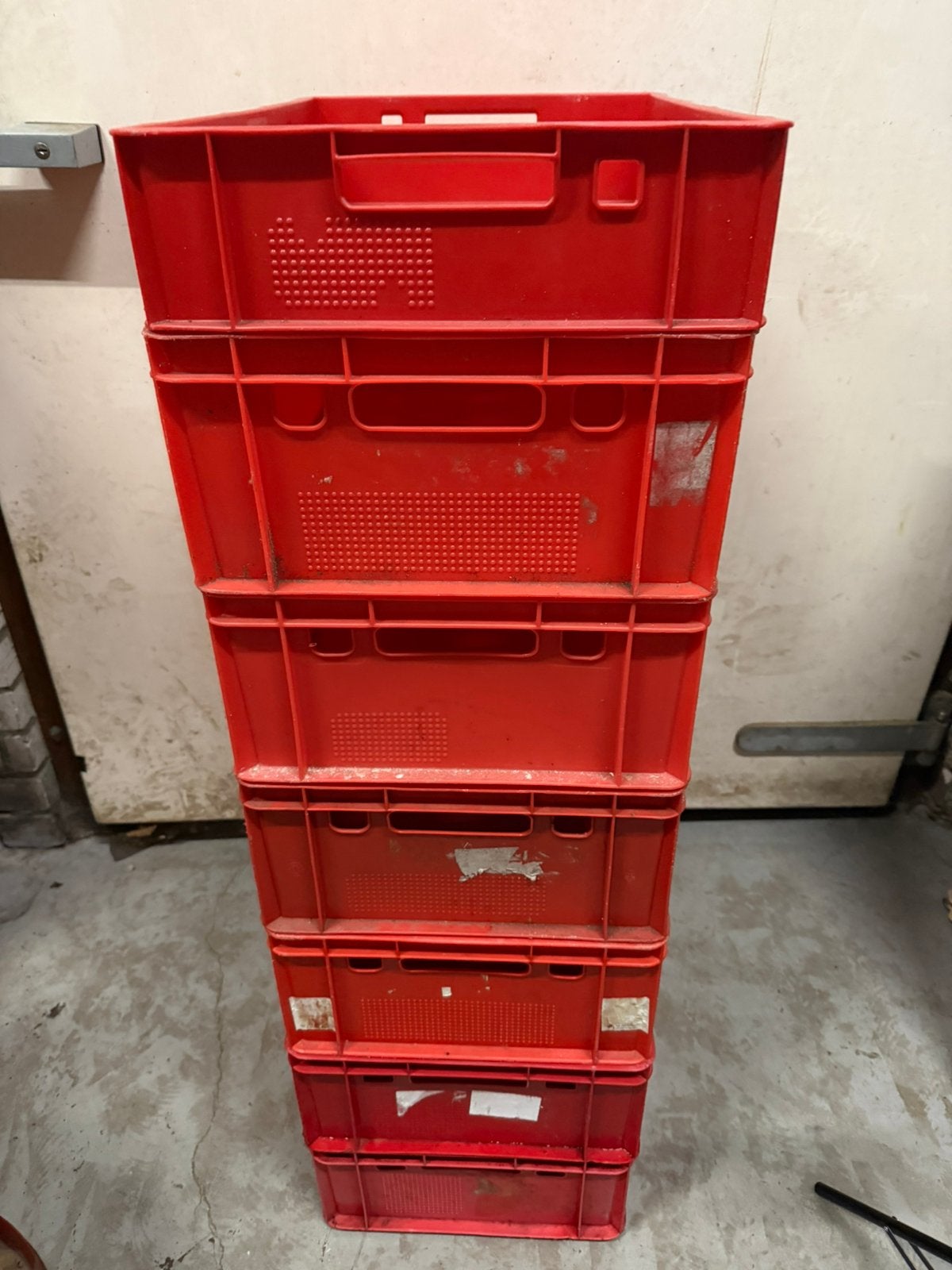 7 rode dichte kratten vlees kratten slagers kratten, Ophalen, 40 tot 60 cm, 50 tot 75 cm, Minder dan 35 cm