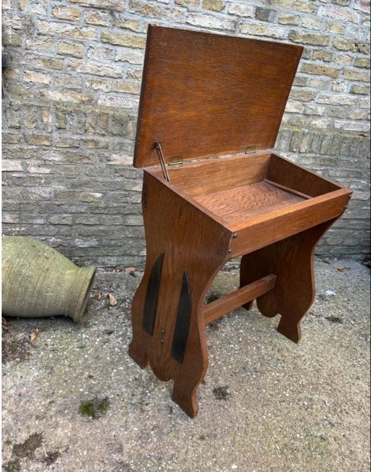 Antiek Arts & Crafts Piano Krukje met Opbergruimte, Antiek en Kunst, Ophalen