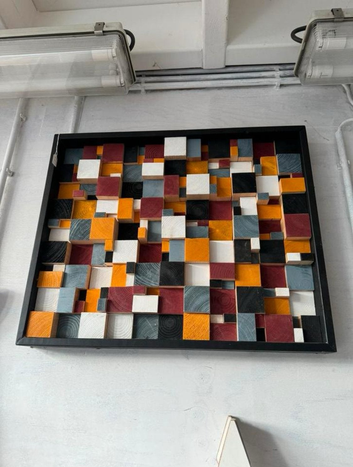 Houten blokjes kunst, Ophalen, Handgemaakt, 50 - 100 cm, Wanddecoratie