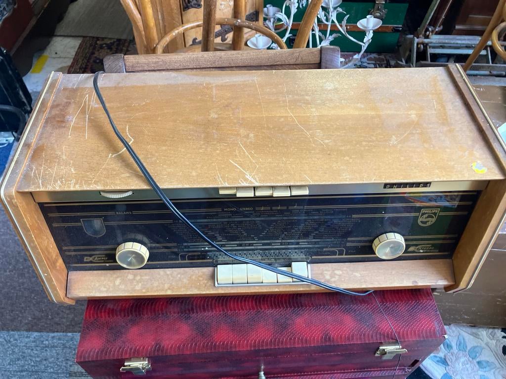 Philips radio met houten behuizing, Audio, Tv en Foto, Radio's, Ophalen, Zo goed als nieuw, X, Radio