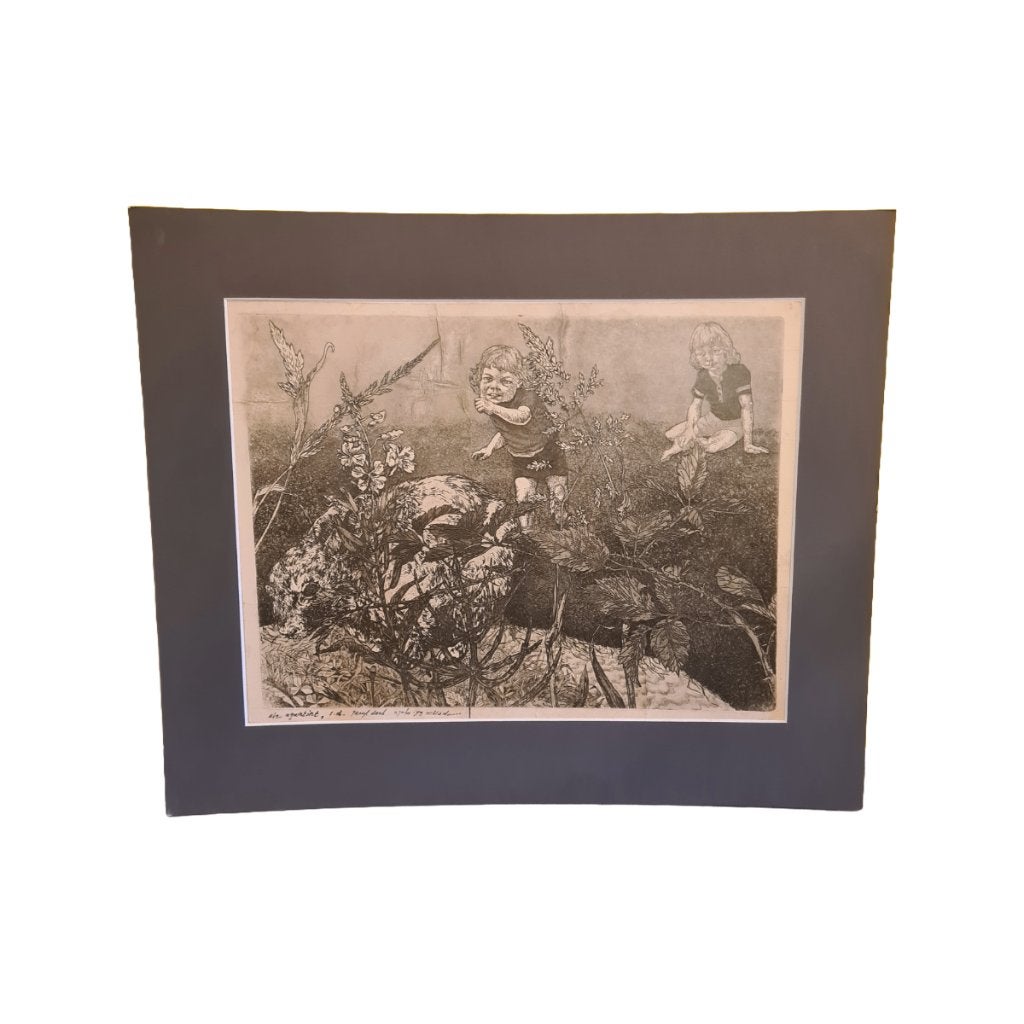 Ets aquatint proefdruk onbekende kunstenaar, 1979, Ophalen, Origineel, Dagelijks leven, 50 cm