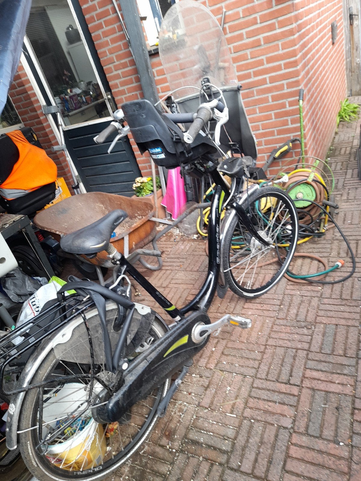 Sparta  moederfiets met windscherm en kinderzitje, Ophalen, Sparta, Velgrem, (Extra) lage instap
