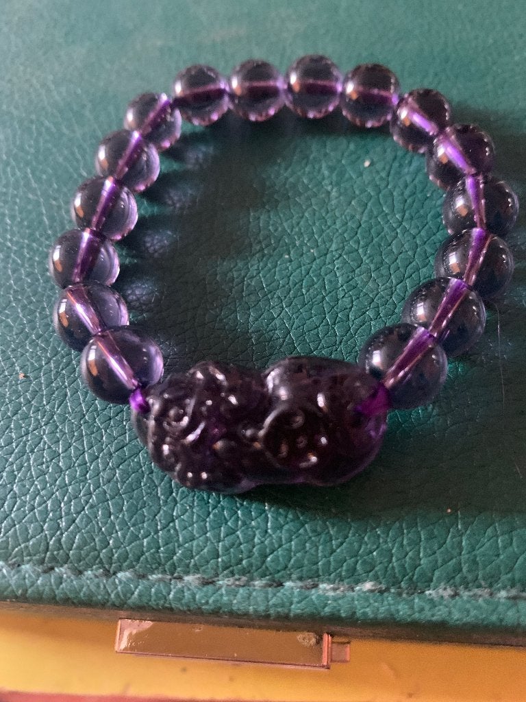 Paarse kralen armbandje, Sieraden, Tassen en Uiterlijk, Armbanden, Paars, Ophalen of Verzenden, Zo goed als nieuw, Elastiek