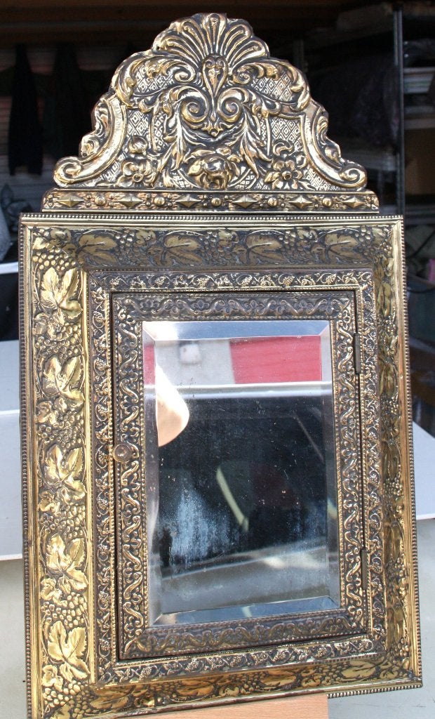 Antieke kastspiegel met inhoud, Antiek en Kunst, Ophalen