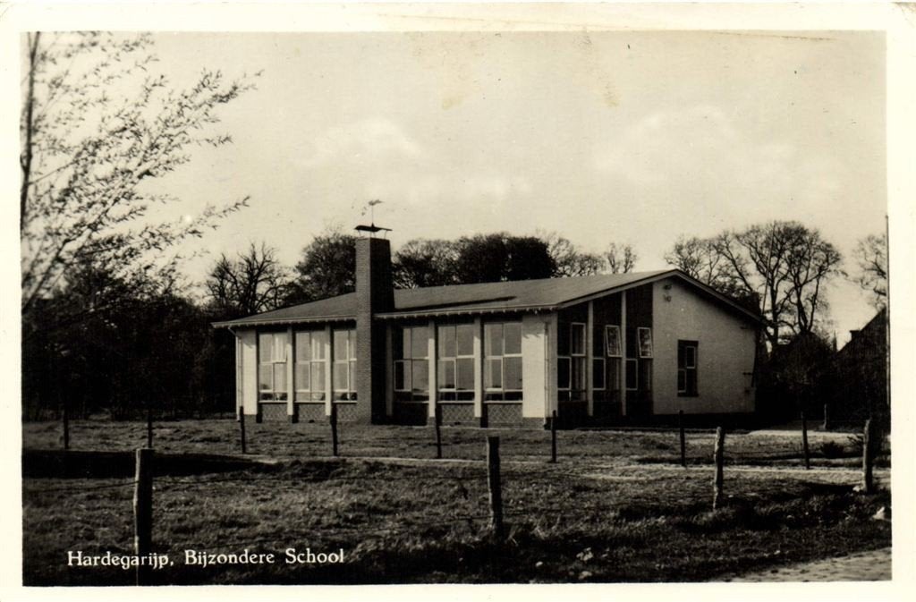 Hardegarijp, Bijzondere School - 1958 gelopen, Verzenden, 1940 tot 1960, Gelopen, Friesland