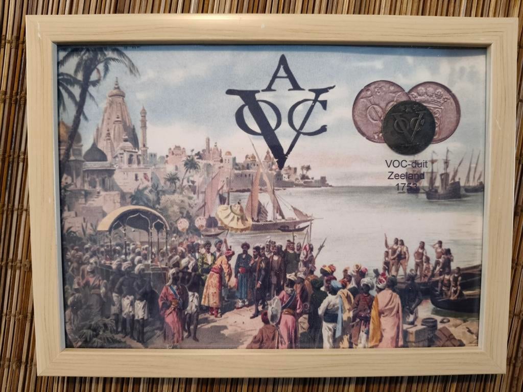 VOC fotolijstje 10x13 cm met VOC munt, Antiek en Kunst, Ophalen of Verzenden