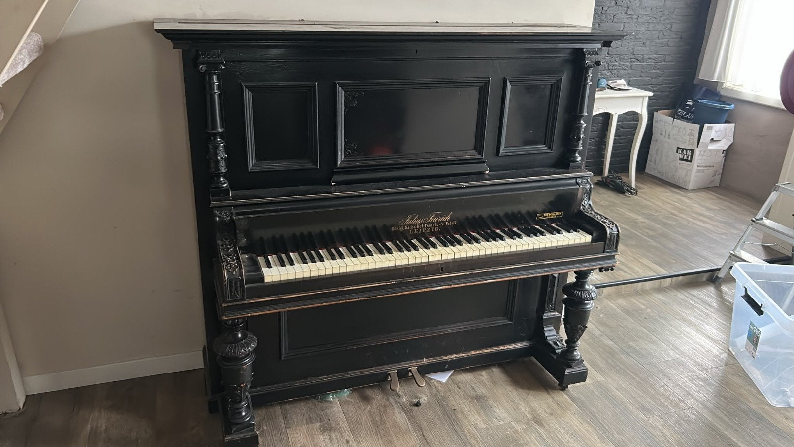 Julius Feurich buffetpiano uit Leipzig, Ophalen, Gebruikt, Zwart, Piano