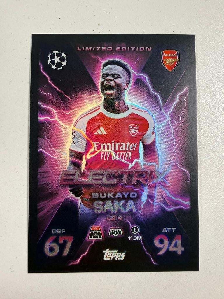 Bukayo Saka Electrix Limited Edition Match Attax Extra 2026, Ophalen of Verzenden, Nieuw, Buitenlandse clubs, Poster, Plaatje of Sticker