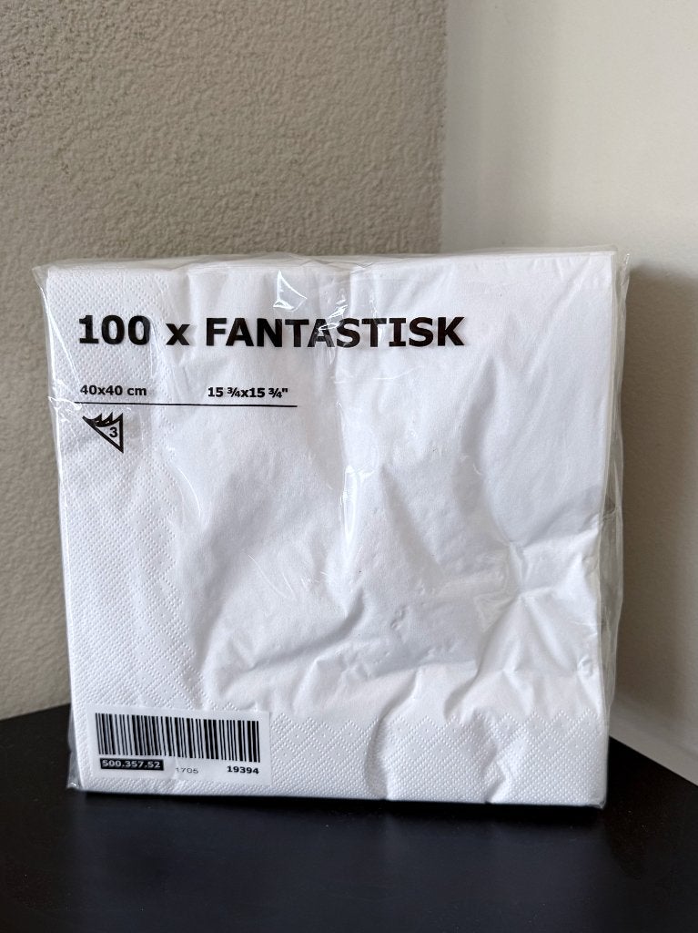 IKEA FANTASTISK Witte Servetten | 100 stuks, Huis en Inrichting, Keuken | Textiel, Ophalen of Verzenden, Nieuw, Wit, Overige typen