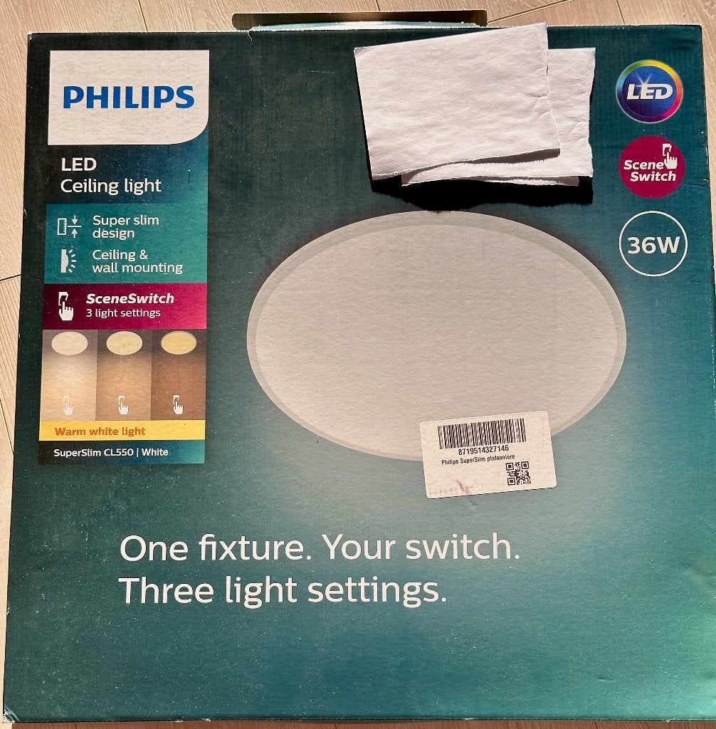 Philips SuperSlim plafonnière 36W – nieuw, ongebruikt, Ophalen, Nieuw, Wit, Plafondlamp