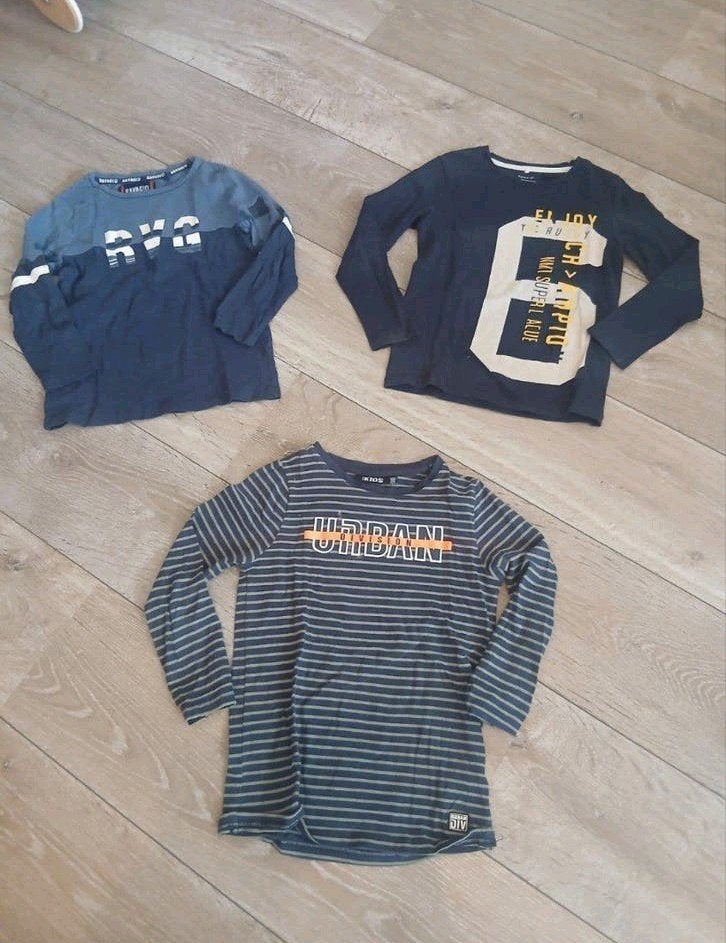 Set van 3 blauwe jongens shirts lange mouw maat 116, Kinderen en Baby's, Gebruikt, Ophalen of Verzenden, Shirt of Longsleeve, Jongen