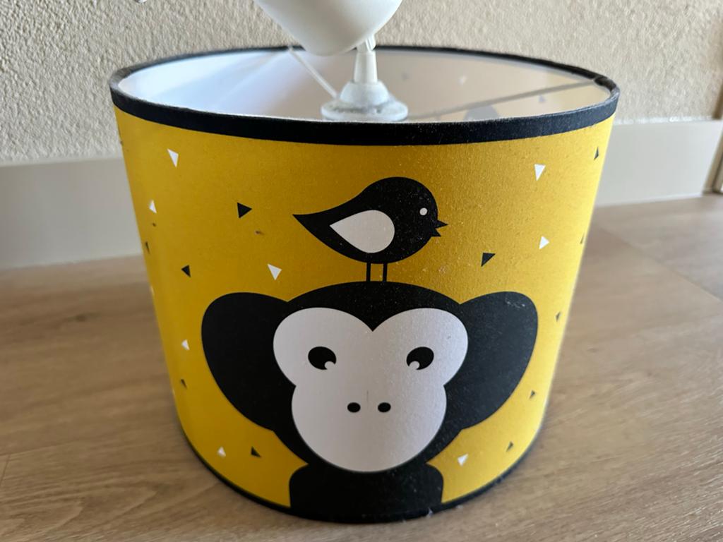 Leuke kinderlamp met aap en vogel - Geel, Ophalen, Overige materialen, Minder dan 50 cm, Gebruikt