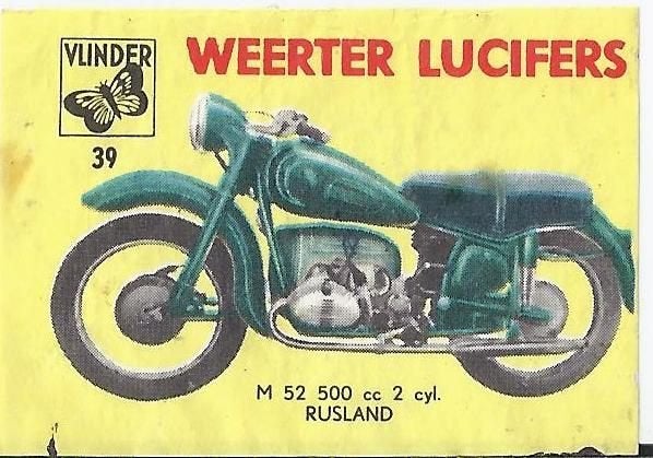 Lu808 lucifermerk motor m52 500cc 2cyl rusland, Ophalen of Verzenden, Gebruikt, Sigarenbandjes