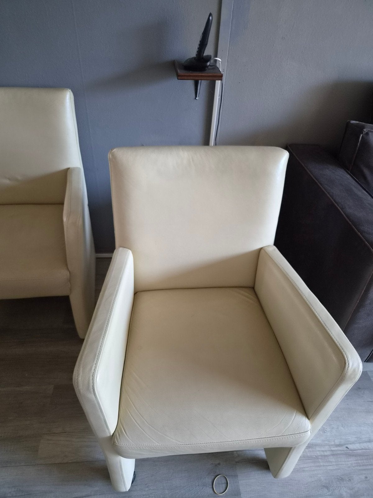 6 Mobitec leren stoelen - Crème/Beige, Huis en Inrichting, Ophalen, Gebruikt, Overige kleuren, Leer