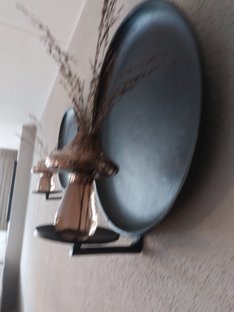 2 wandkandelaars wandkaarsenhouders wandborden metaal zwart, Metaal, Industrieel, 33 cm, Wandhanger