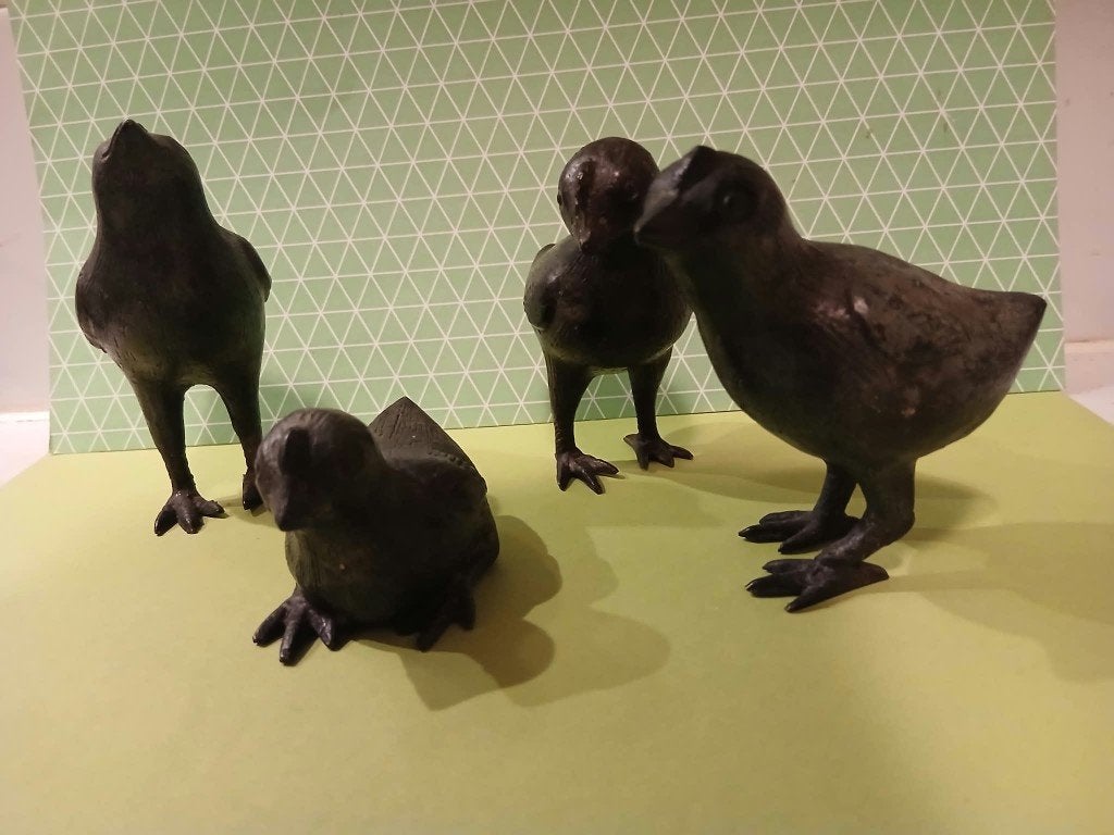 4 Zware Bronzen Vogeltjes, Ophalen of Verzenden