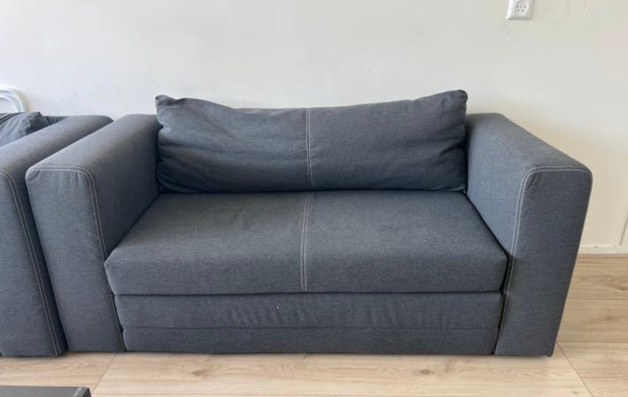 ASKEBY 2-zits slaapbank, Knisa donkergrijs in goede staat, Ophalen, Minder dan 75 cm, Tweepersoons, Zo goed als nieuw