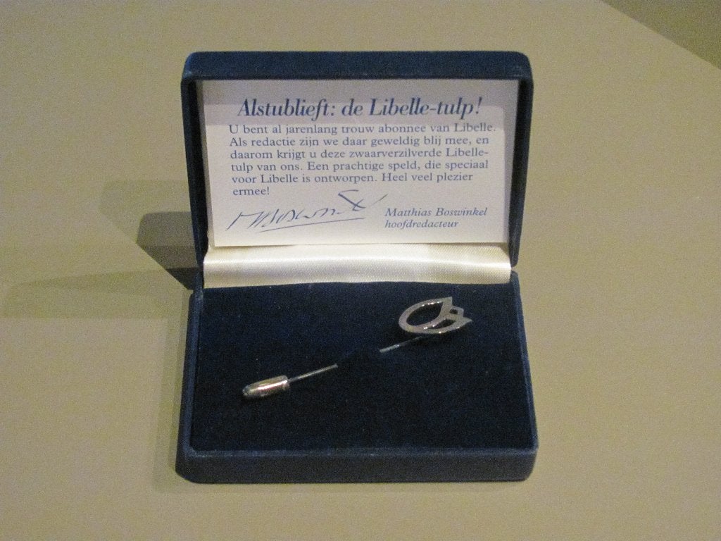 de Libelle Tulp - verzilverde speld of broche, 4 tot 7 cm, Ophalen of Verzenden, Zo goed als nieuw, Zilver