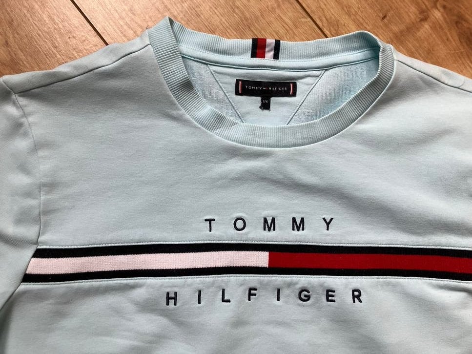 Tommy Hilfiger sweater lichtblauw maat 176, Ophalen of Verzenden, Zo goed als nieuw, Maat 46 (S) of kleiner, Blauw