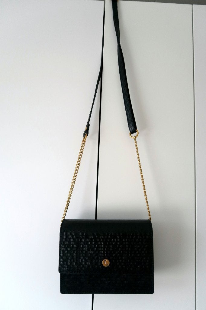 Loulou essentiels crossbody lazy lizard - Zwart, Ophalen of Verzenden, Gebruikt, Zwart, Schoudertasje