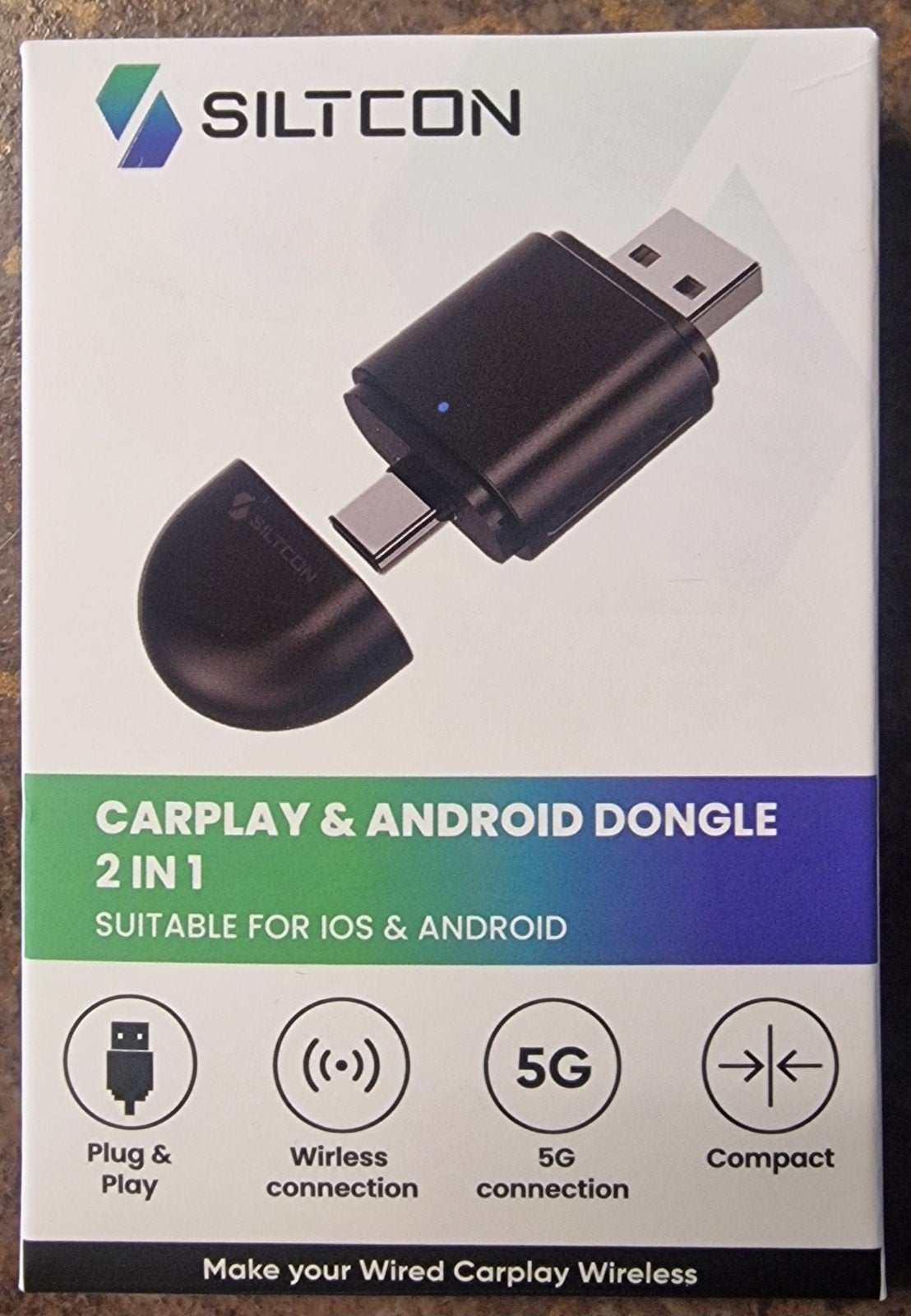 Siltcon 2-in-1 Carplay & Android Auto Dongle - USB A/C, Ophalen of Verzenden, Nieuw