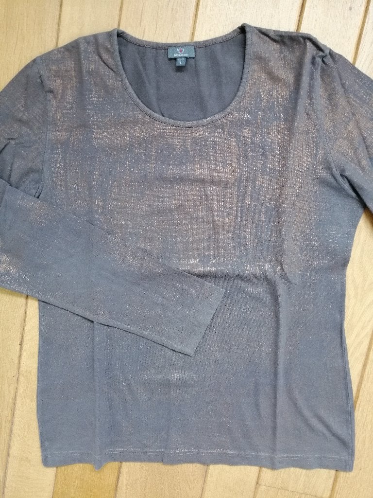 DISMERO t- shirt lange mouw grijs bruin koper maat L - nieuw, Maat 38/40 (M), Bruin, Nieuw, Ophalen of Verzenden
