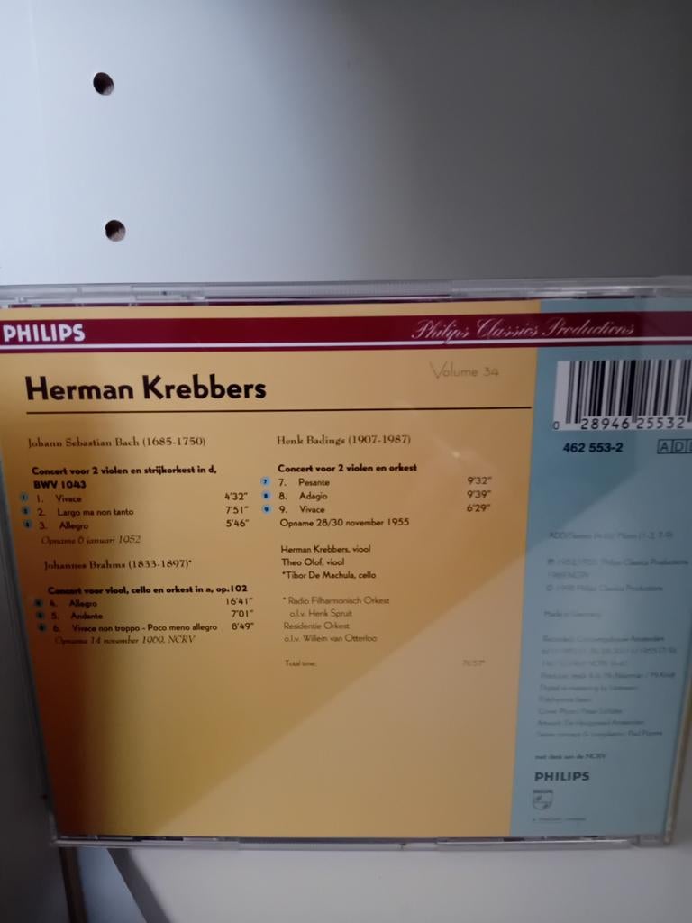 Herman Krebbers - Dubbelconcerten (Philips Classics CD), Ophalen of Verzenden, Barok, Zo goed als nieuw, Orkest of Ballet