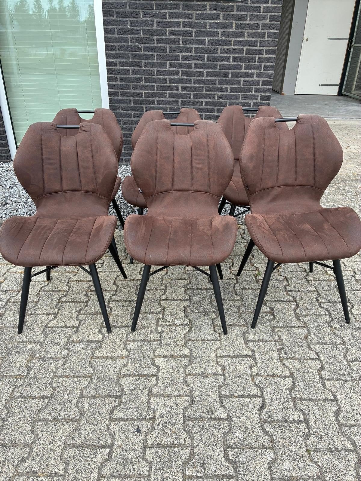 Set van 6 Lima eetkkamerstoelen, Ophalen, Modern, Comfortabel, Gebruikt, Bruin