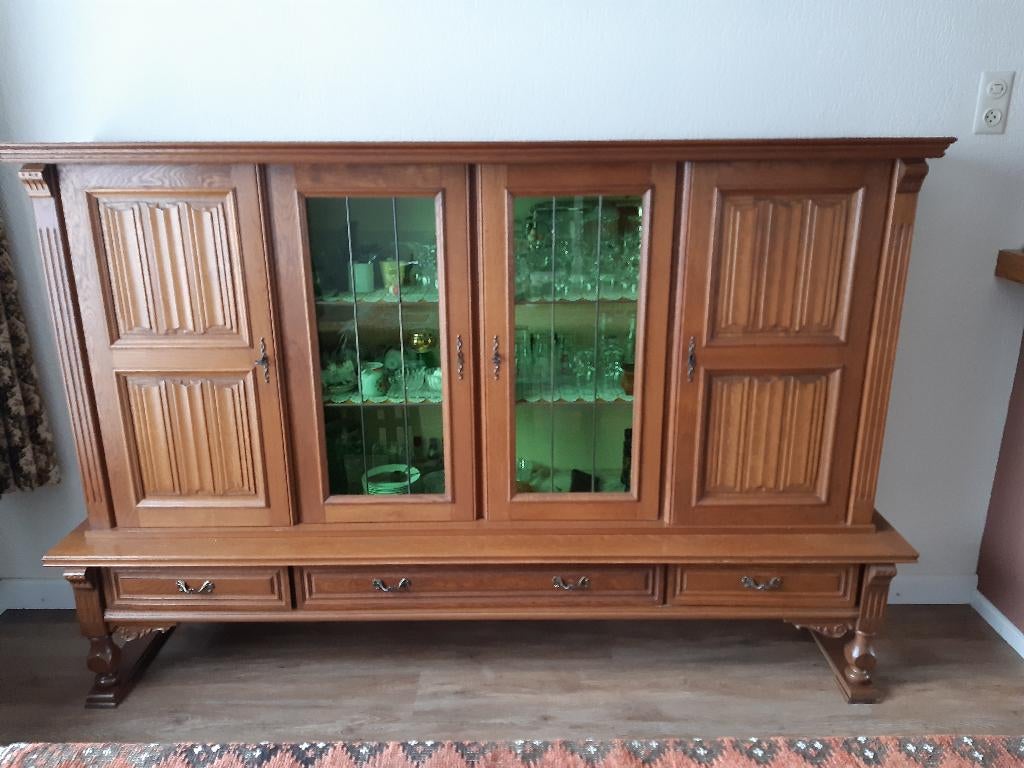 retro jaren 60 wandkast, Huis en Inrichting, Ophalen, Gebruikt, Met deur(en), Glas