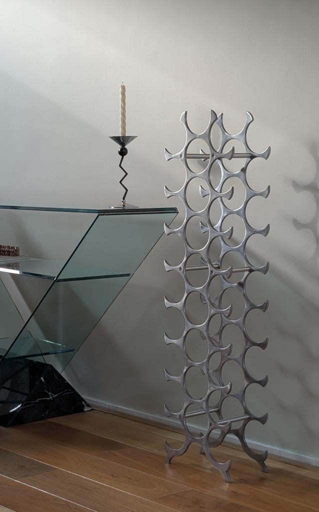 Michael Noll design wijnrek voor 25 flessen - aluminium, Huis en Inrichting, Ophalen of Verzenden