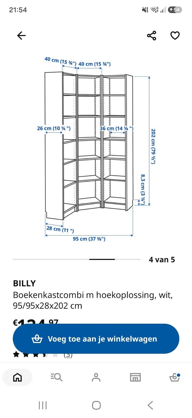 IKEA BILLY Boekenkastcombinatie met hoekoplossing, wit, Huis en Inrichting, Ophalen, Met plank(en), 200 cm of meer, 50 tot 100 cm
