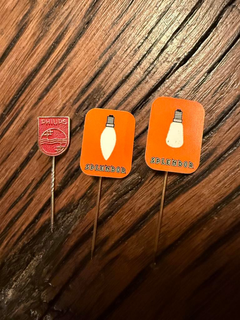 Vintage Philips en Splendor Reclame Speldjes, Ophalen of Verzenden, Gebruikt