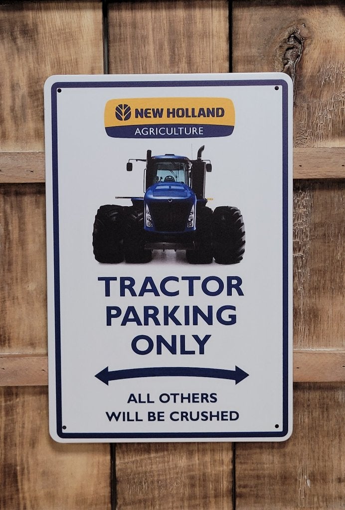 New Holland Tractor parking only reclamebord van metaal deco, Verzamelen, Merken en Reclamevoorwerpen, Reclamebord, Info@deconoord.nl