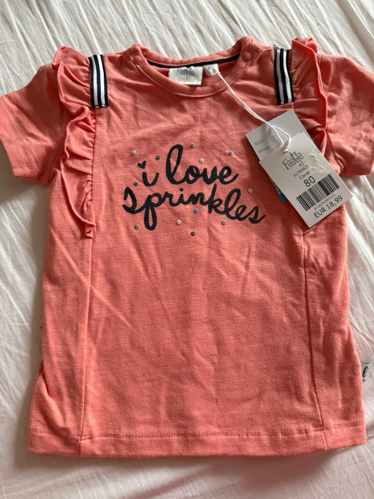Feetje coral t -shirt met opdrik maat 80 NIEUW, Kinderen en Baby's, Babykleding | Maat 80, Ophalen of Verzenden, Nieuw, Meisje