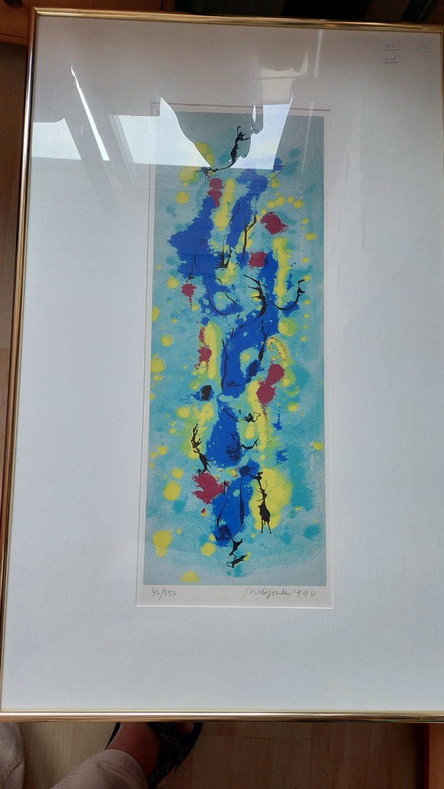 Abstracte zeefdruk 'Dansende Figuren' gesigneerd 1990, Antiek en Kunst, Ophalen, Figuren, Papier/karton, Zeefdruk