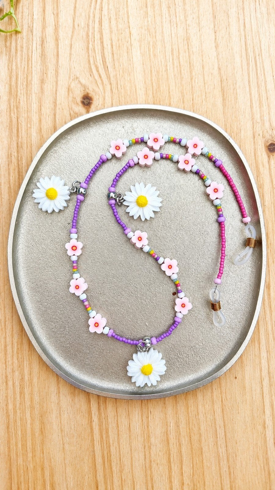 Handgemaakt brillenkoord voor kinderen - Bloemen design, Ophalen of Verzenden, Nieuw, Roze, Overige typen