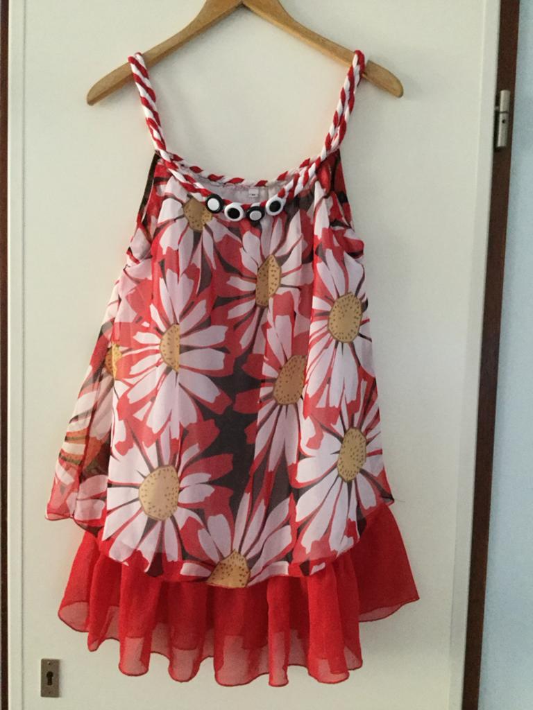 Tuniek maat M, kleur rood zwart wit en geel, Kleding | Dames, Ophalen of Verzenden, Zo goed als nieuw, Maat 38/40 (M), Rood