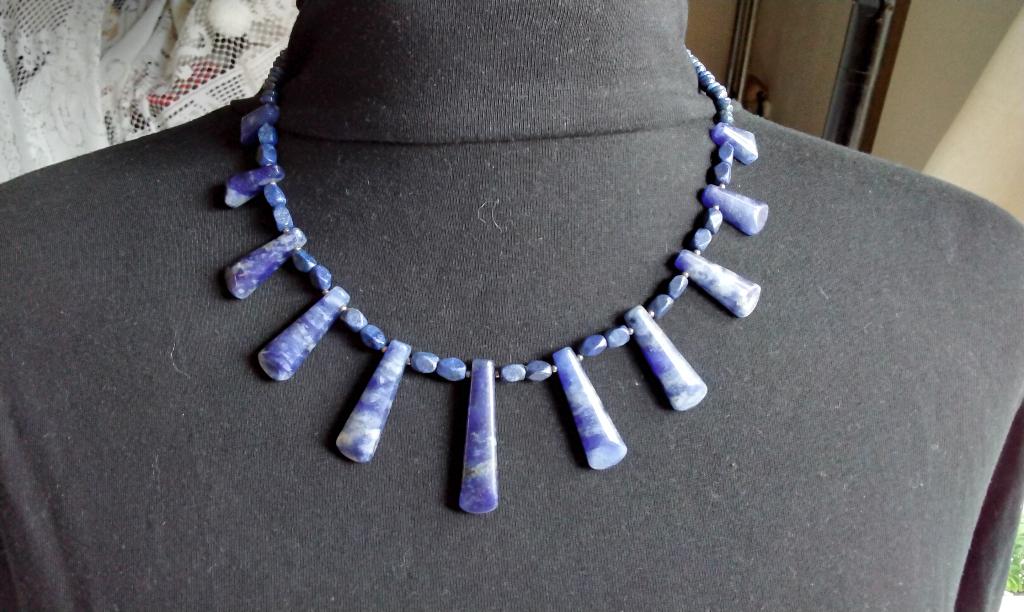 Unieke Ketting Sodaliet Lapis Lazuli Blauwe 925 zilver, Ophalen, Blauw, Nieuw, Steen of Mineraal