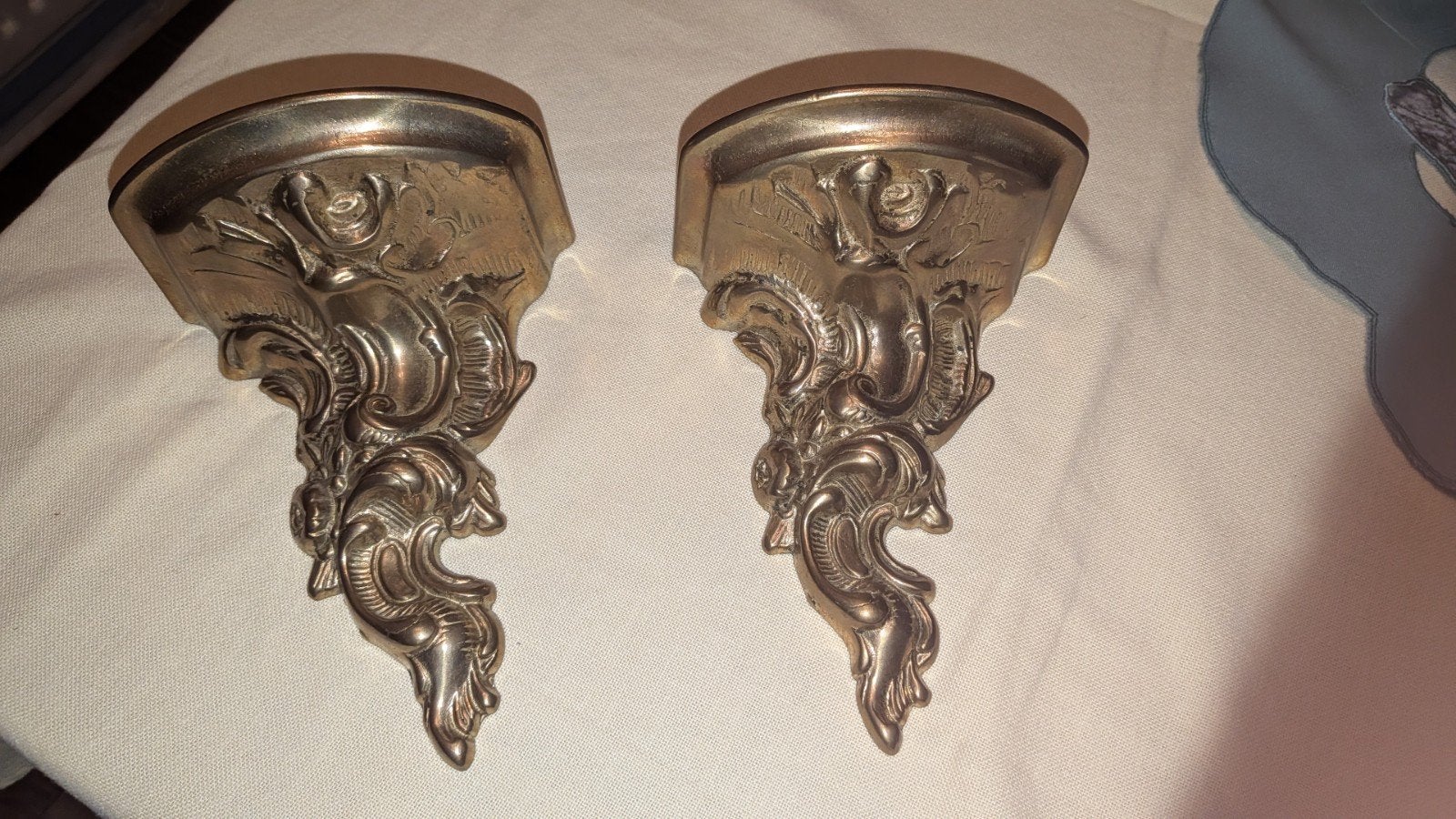 Set van 2 Vintage Messing Wandconsoles Barok/Rococo, Ophalen of Verzenden